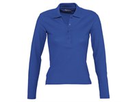 Рубашка поло женская с длинным рукавом Podium 210 ярко-синяя