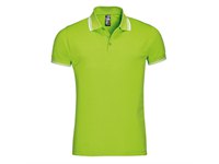 Рубашка поло мужская Pasadena Men 200 с контрастной отделкой, зеленый лайм с белым