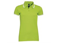 Рубашка поло женская Pasadena Women 200 с контрастной отделкой, зеленый лайм с белым