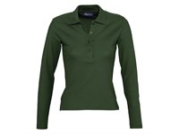 Рубашка поло женская с длинным рукавом Podium 210 темно-зеленая