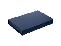Коробка Silk с ложементом под ежедневник 10x16 см, аккумулятор и ручку, синяя