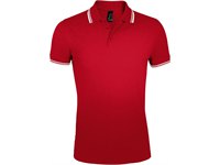Рубашка поло мужская Pasadena Men 200 с контрастной отделкой, красная с белым