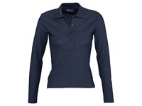 Рубашка поло женская с длинным рукавом Podium 210 темно-синяя